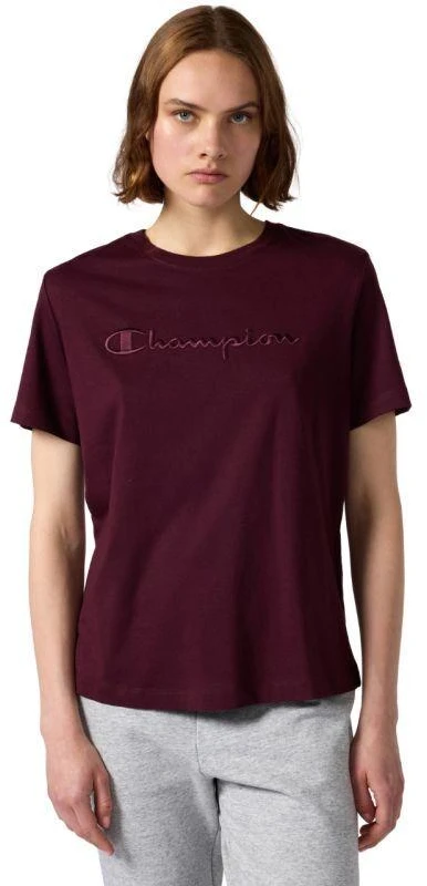 Champion moteriški marškinėliai trumpomis rankovėmis, bordo spalvos 118382 RS522