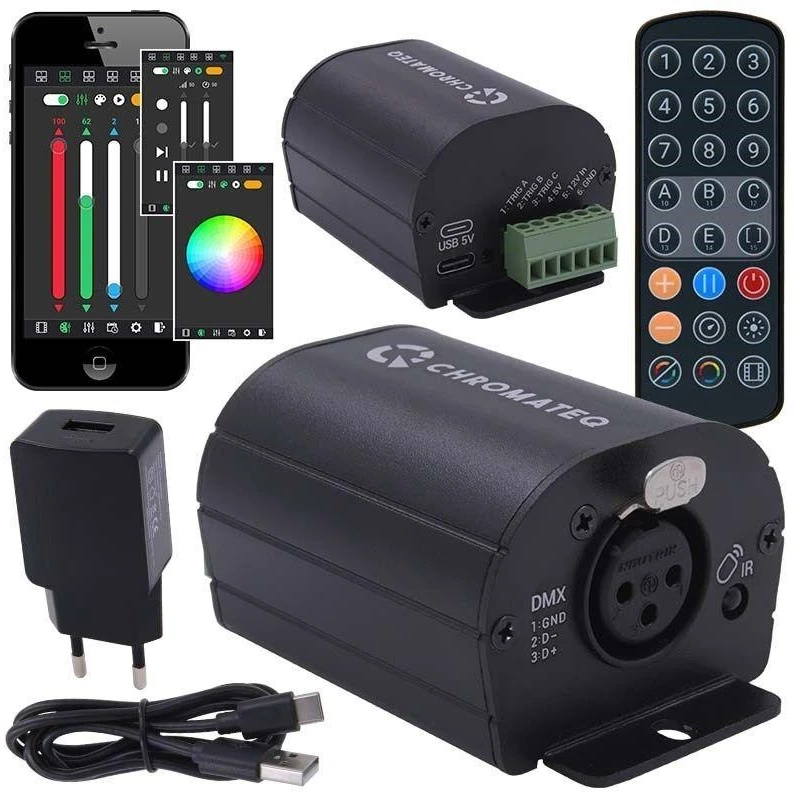 Carruzzo CHROMATEQ CLUB 512 DMX valdiklio sąsaja + nuotolinio valdymo pultas
