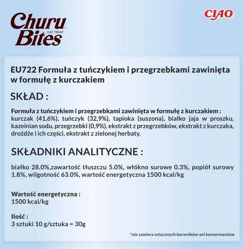 Churu Cat skanėstas Bites Chicken Tuna Scallop 30g