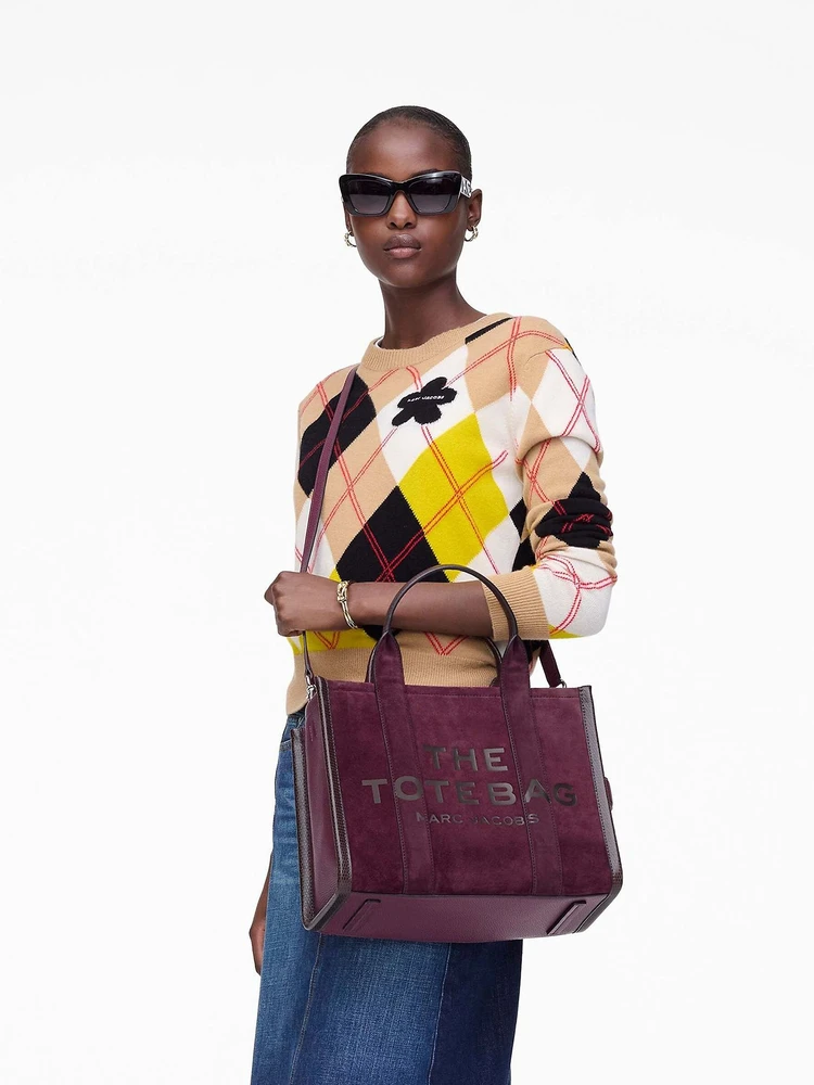 Ciemnośliwkowa zamszowa torebka tote Marc Jacobs 2F5HTT029H01