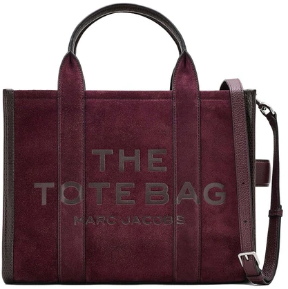 Ciemnośliwkowa zamszowa torebka tote Marc Jacobs 2F5HTT029H01