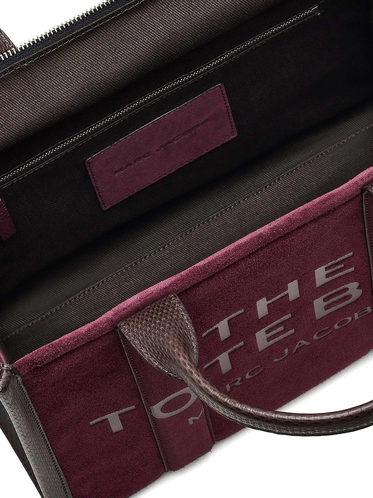 Ciemnośliwkowa zamszowa torebka tote Marc Jacobs 2F5HTT029H01