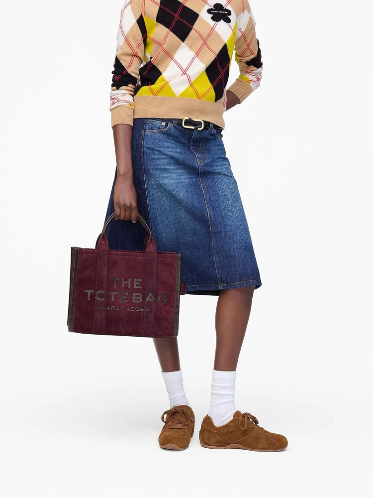 Ciemnośliwkowa zamszowa torebka tote Marc Jacobs 2F5HTT029H01