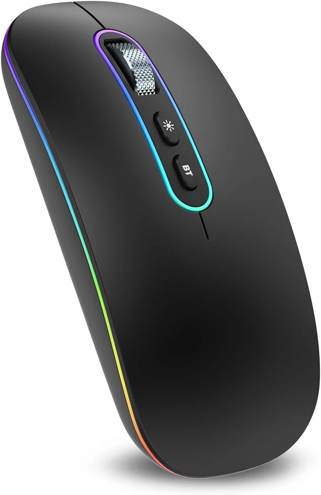 cimetech belaidė optinė pelė, Bluetooth 5.1 ir 2,4 GHz, su LED, EU-M01-RD-BK