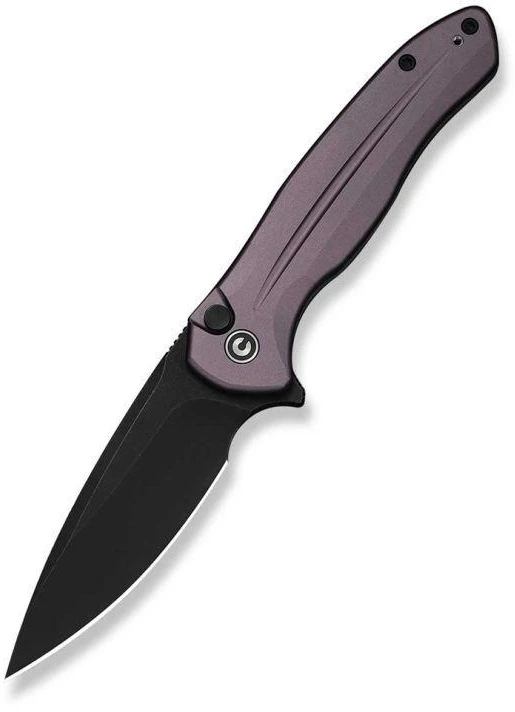 CIVIVI Button Lock Kitefin peilis, violetinės spalvos aliuminio rankena, 14C28N plienas
