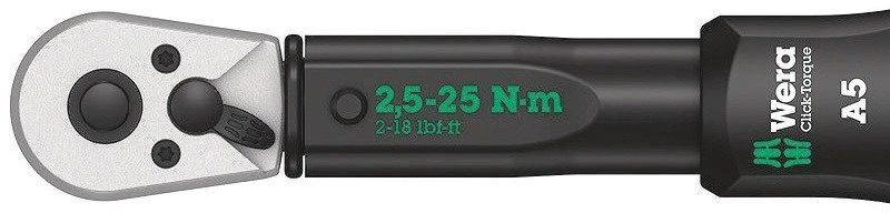 Dinamometrinis raktas Wera Click-Torque A 5; 1/4''; 2,5-25 Nm