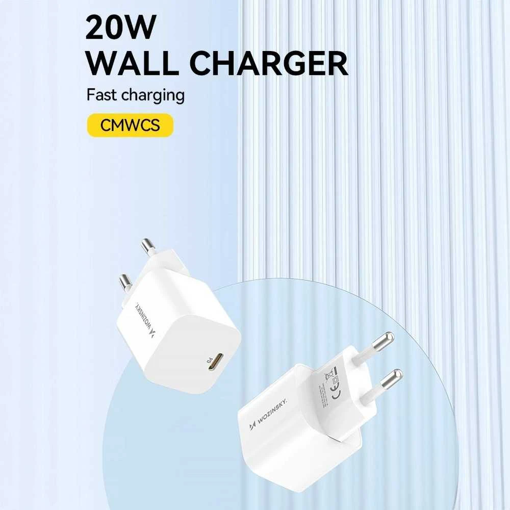 Wozinsky CMWCS USB-C PD 20W laidinis įkroviklis – baltos spalvos