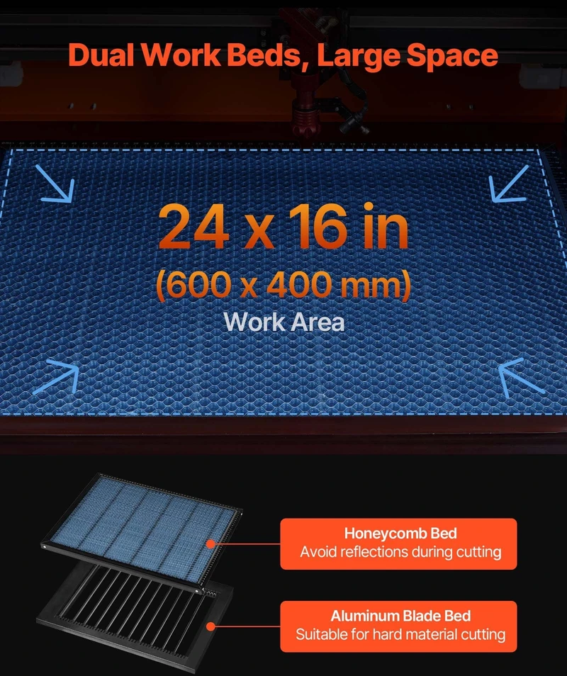 VEVOR 60W CO2 lazerinis graviravimo ir pjovimo įrenginys