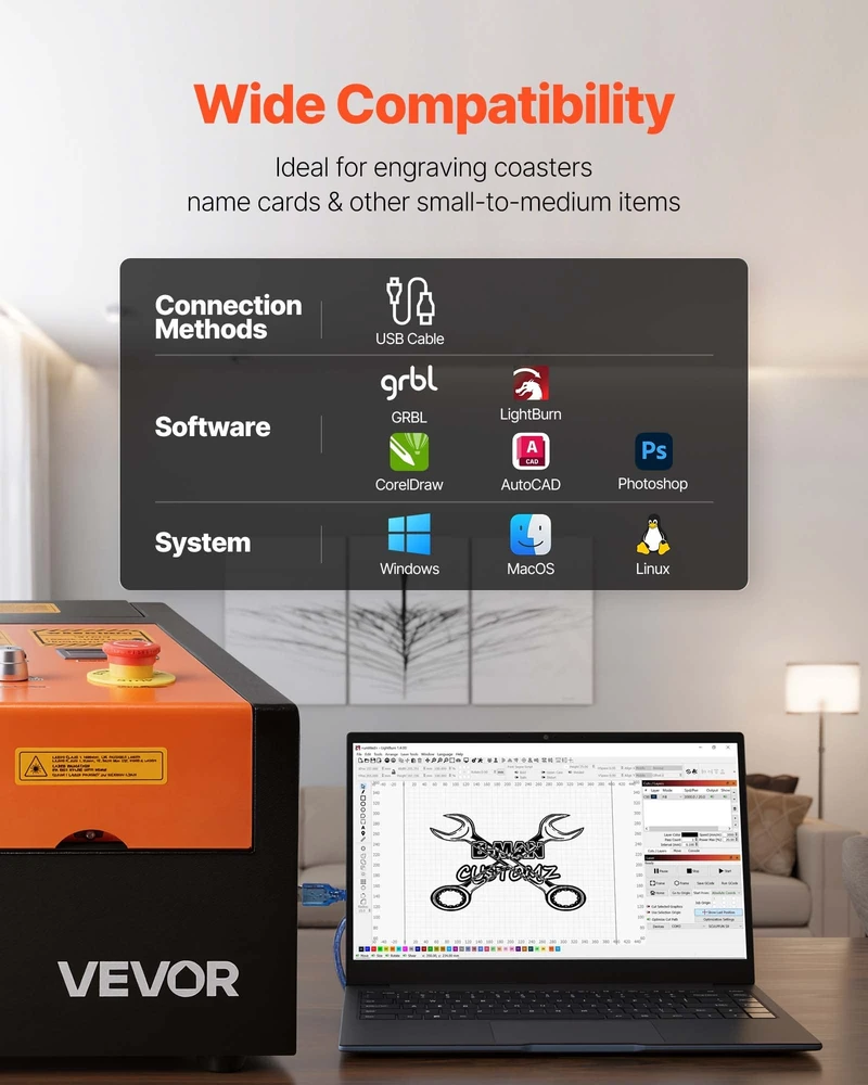 VEVOR 45W CO2 lazerinis graviravimo aparato