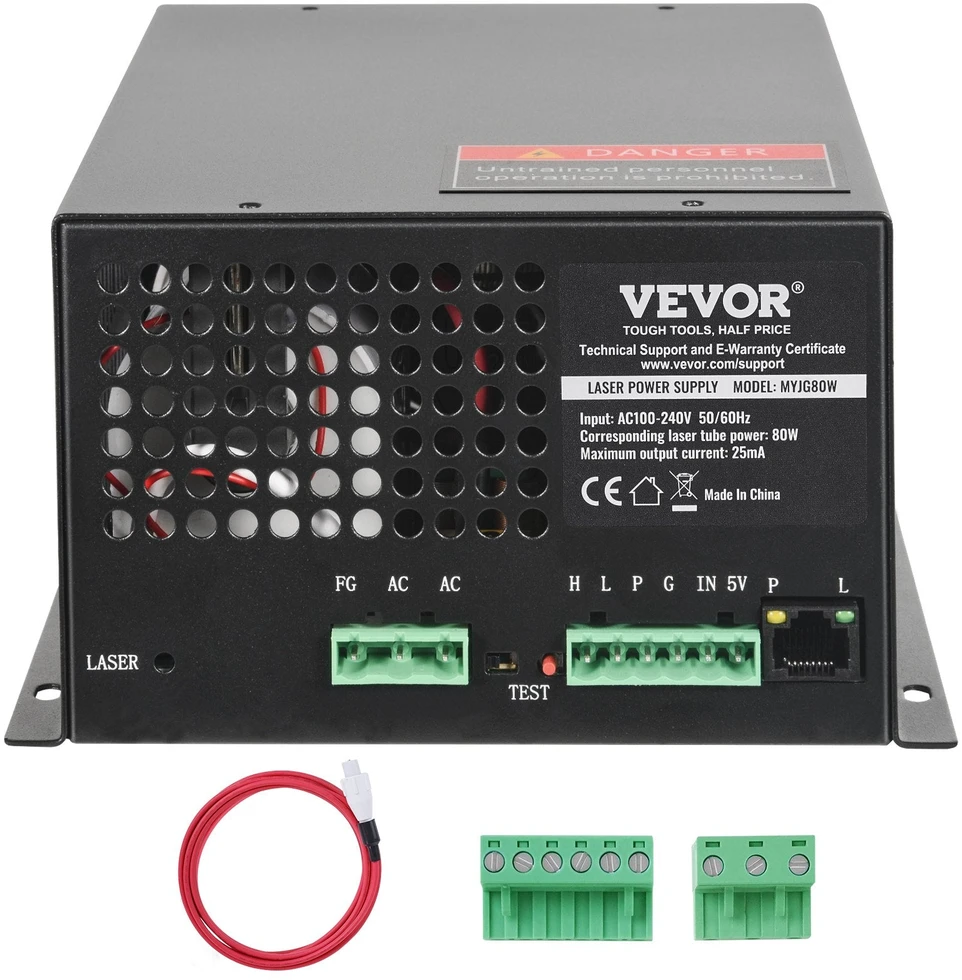 VEVOR CO2 lazerio maitinimo blokas 80W lazerio vamzdžiui