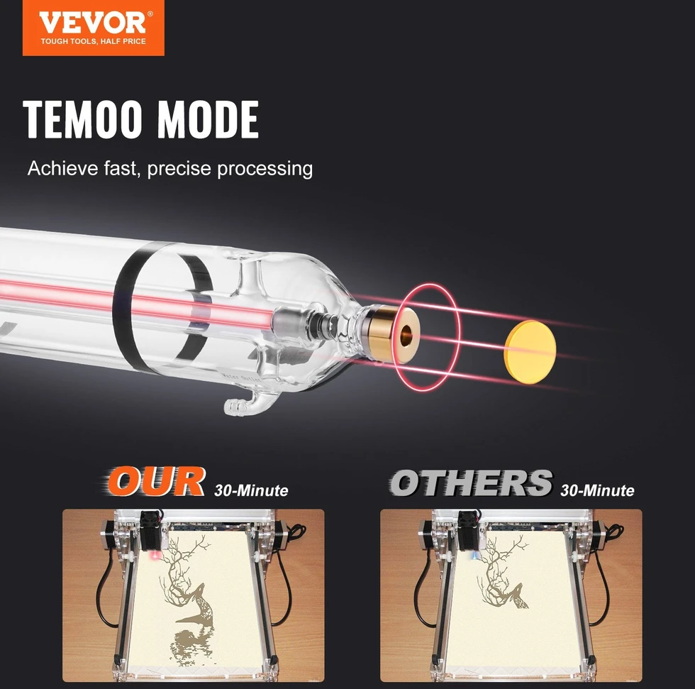 VEVOR 90W CO2 lazerio vamzdis 1250 mm