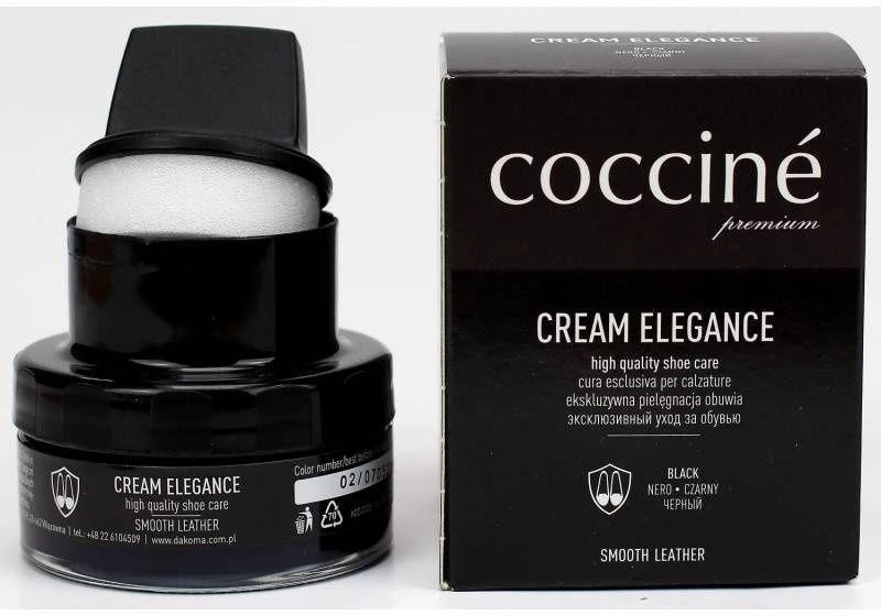 Coccine juodos spalvos avalynės tepalas su kempinėle Nr.02 Kreminis Elegance, 50 ml
