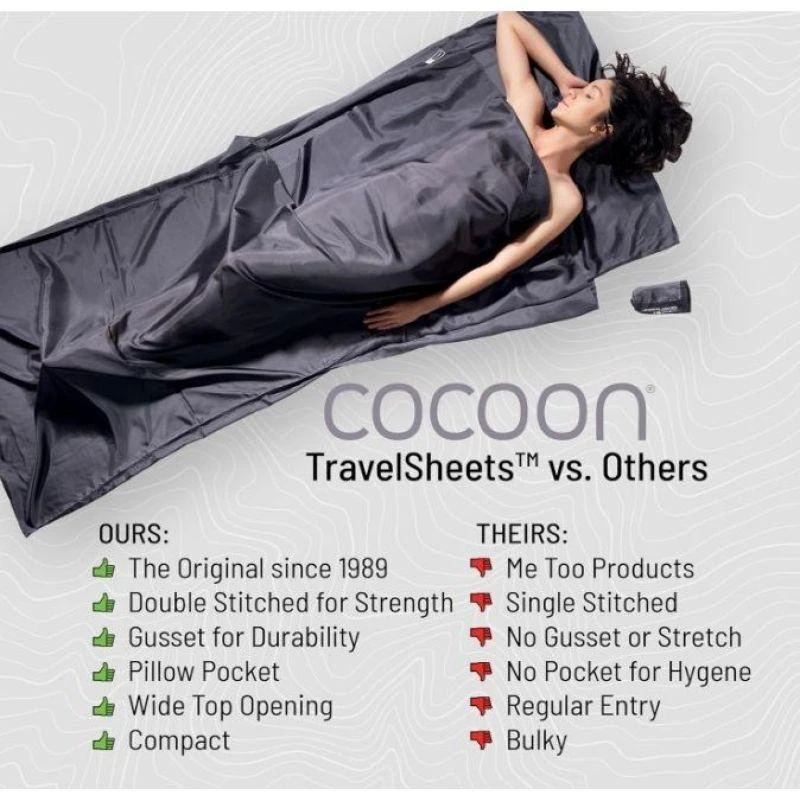 Cocoon TravelSheet stačiakampis miegmaišis Cotton Mėlyna