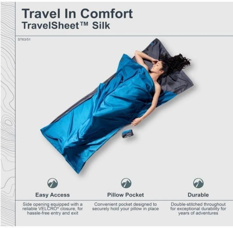 Cocoon TravelSheet stačiakampis miegmaišis Cotton Mėlyna