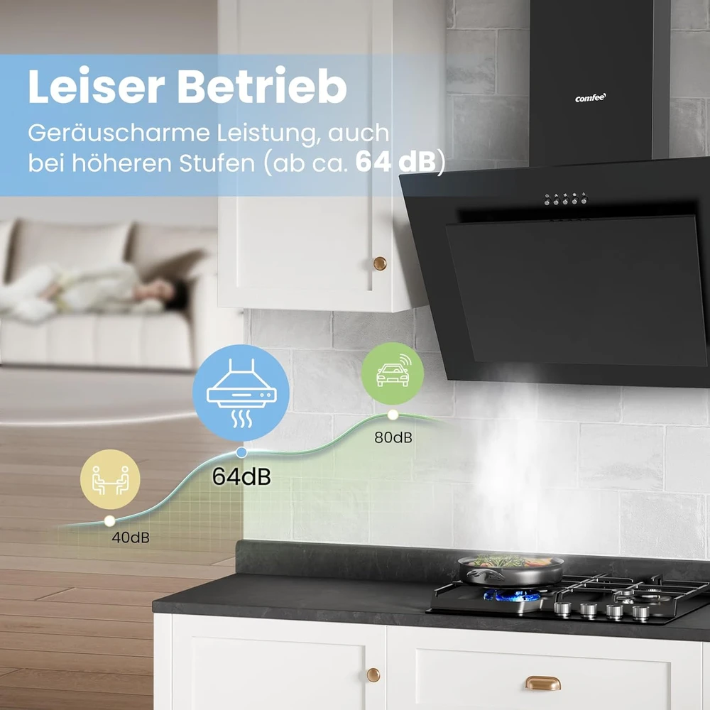 COMFEE' sieninis virtuvinis gartraukis 60 cm, 380 m³/h, LED, CH60J78EM4A2B