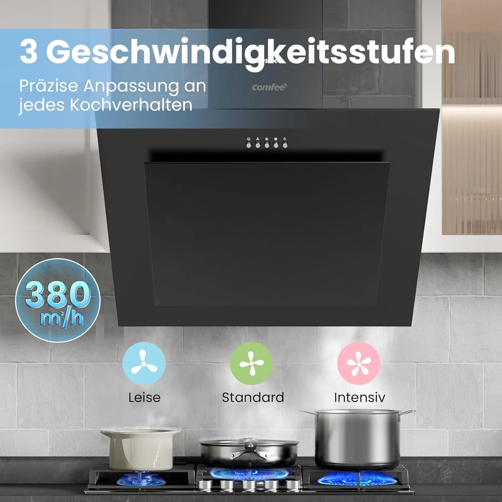 COMFEE' sieninis virtuvinis gartraukis 60 cm, 380 m³/h, LED, CH60J78EM4A2B