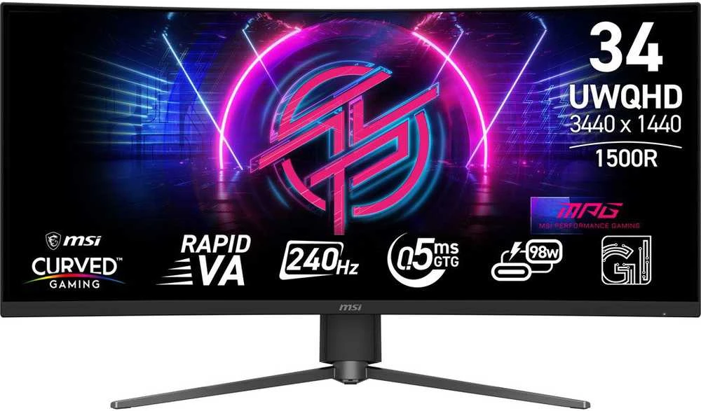 Monitorius MSI MPG 346CQRF X24 - 34" | VA | UWQHD | 1 ms | 240 Hz | 1500R lenktas