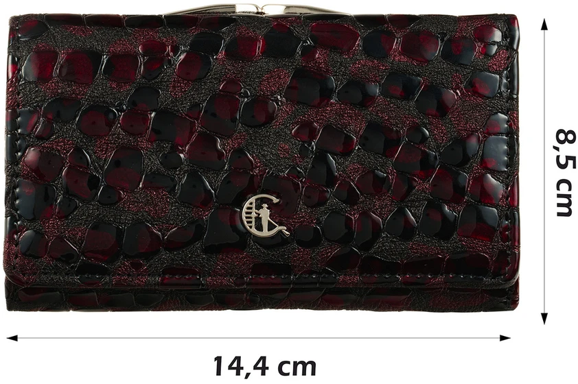 CORALIA Portfel damski skórzany bordo juoda Canaletto RFID