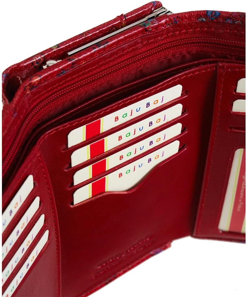 CORALIA Moteriška raudona odinė piniginė su 11 kortelių BajuBaj RFID