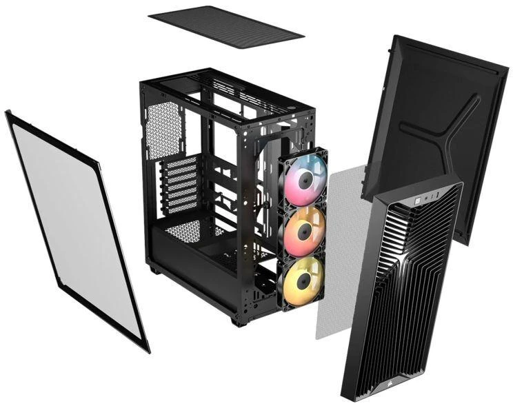 „Corsair 3200D RS ARGB“ kompiuterio korpusas, „Mid-Tower“, ATX, grūdintas stiklas – Juodas