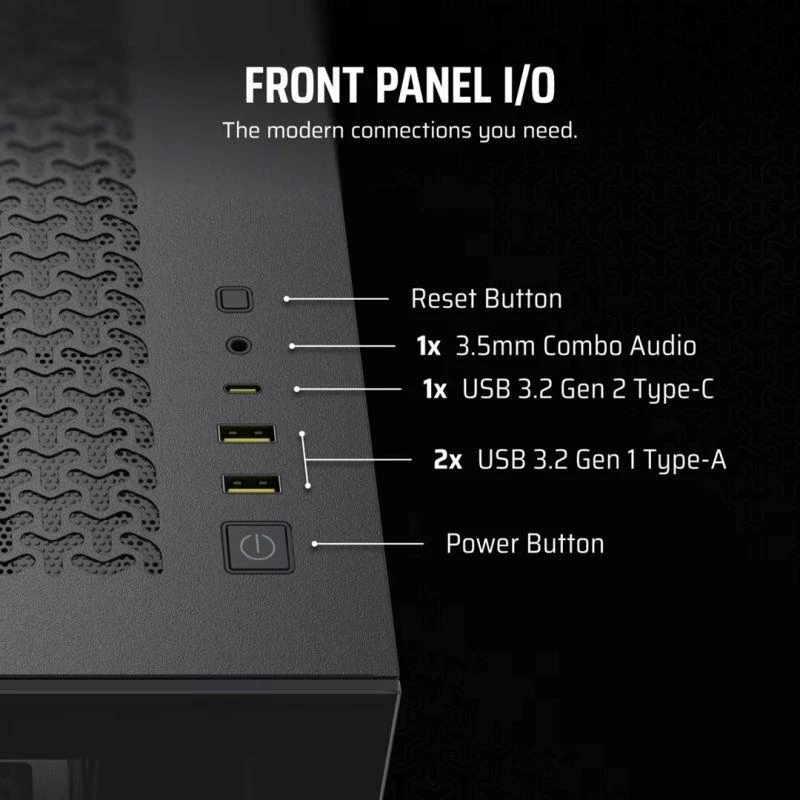 „Corsair 3500X LX-R“ kompiuterio korpusas, vidutinio dydžio bokštas, E-ATX, RGB, grūdintas stiklas – juodas