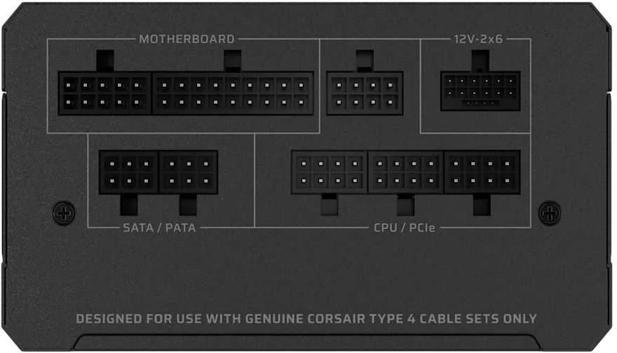 CORSAIR RMe serijos RM1000e 1000 vatų ATX 3.1 PCIe 5.1 Cybenetics Gold sertifikuotas visiškai modulinis maitinimo šaltinis