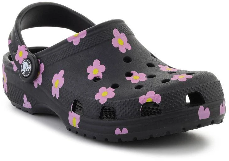 CROCS CLASSIC FLOWER CLOG K Juodas vaikiškos klumpės, 212670-001