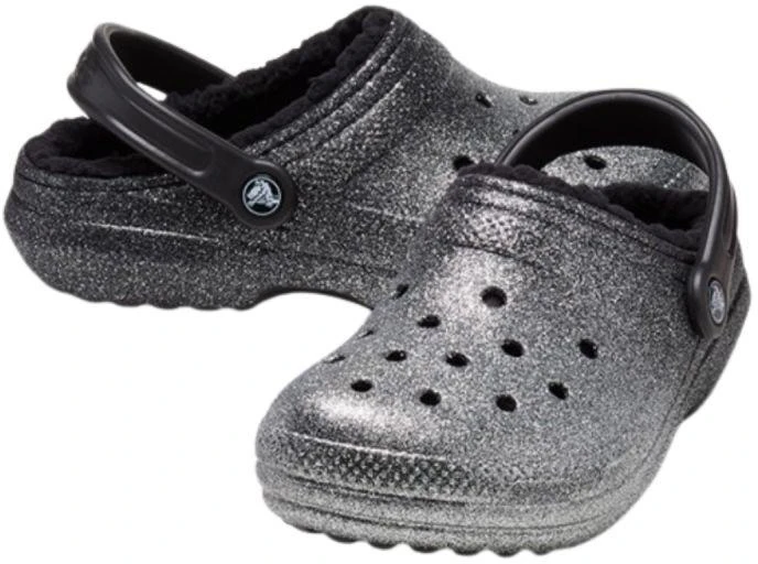 Crocs Klasikiniai klumpių tipo šlepetės su blizgučių pamušalu Sidabrinis - 205842-067