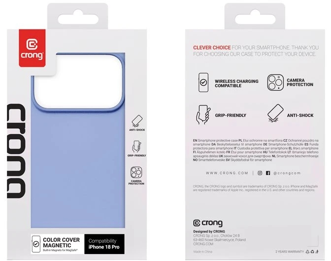 Crong Color Cover Magnetic mėlynas dėklas iPhone 18 Pro / 17 Pro