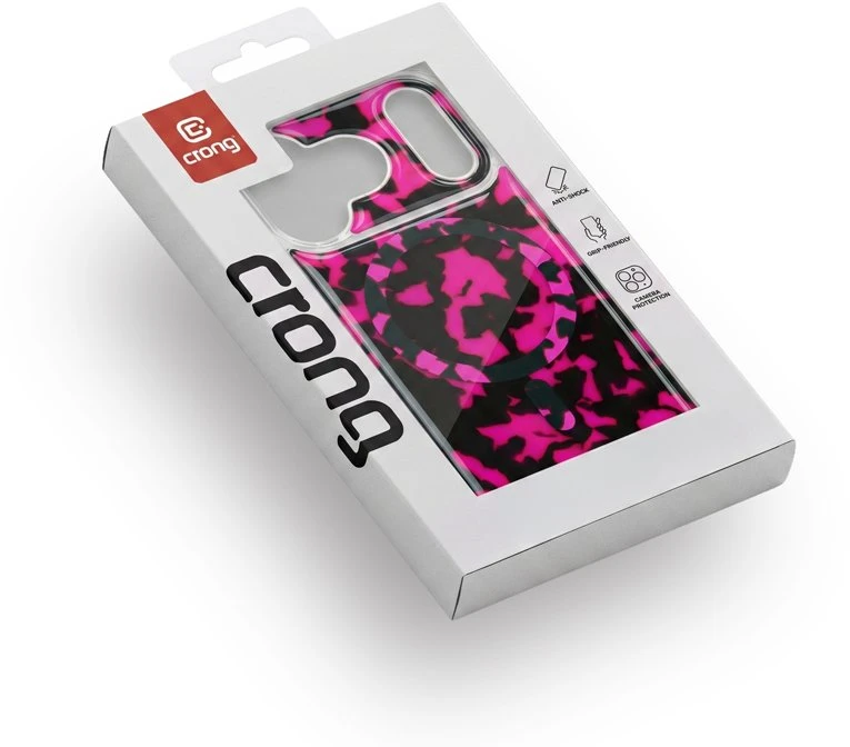 Crong Deluxe MAG Cover dėklas iPhone 17 Pro, rožinis Tortoise