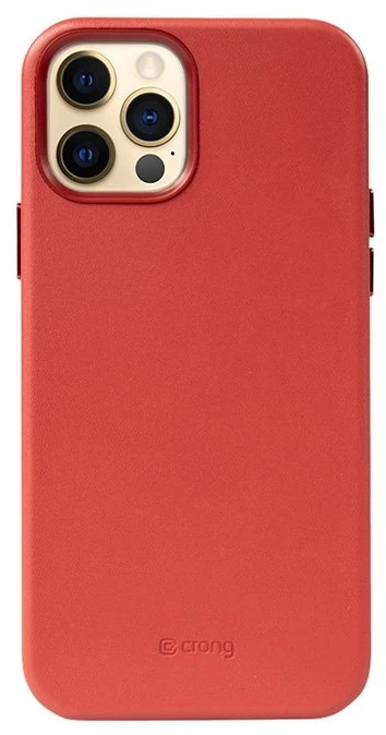 Crong Essential Cover - Leather dėklas skirtas Apple iPhone 12 / Apple iPhone 12 Pro Raudona