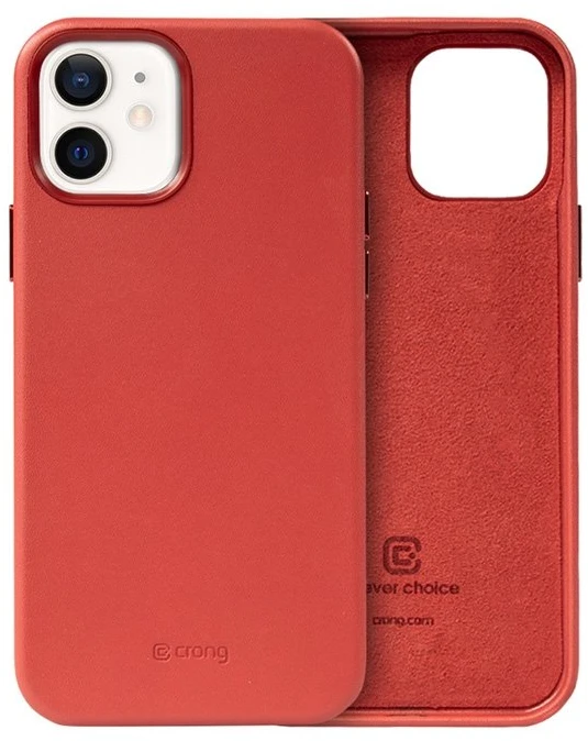 Crong Essential Cover - Leather dėklas skirtas Apple iPhone 12 / Apple iPhone 12 Pro Raudona