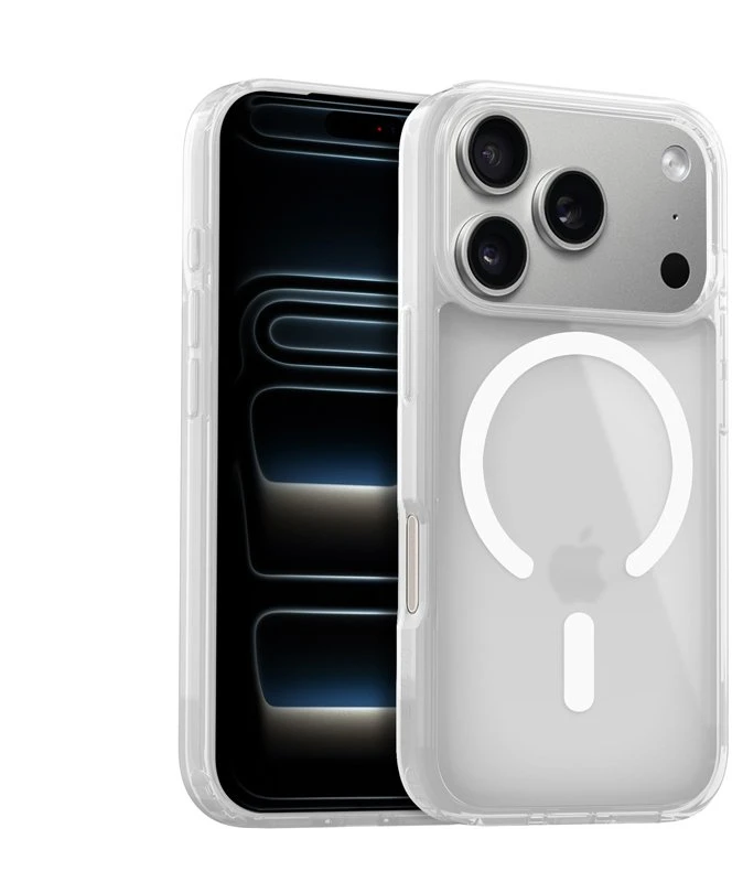 Crong Hybrid Matte Magnetic baltas dėklas iPhone 17 Pro