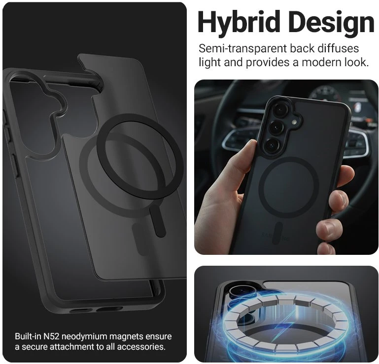 Crong Hybrid Matte Magnetic dėklas OnePlus 15, juodas