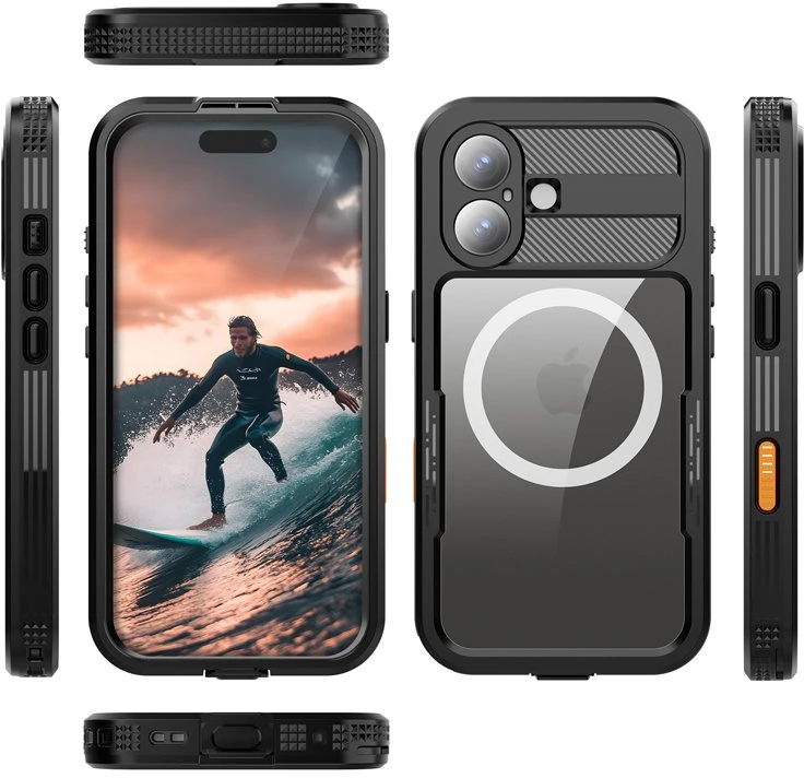 Crong Seal Cover vandeniui atsparus dėklas iPhone 17, juodas