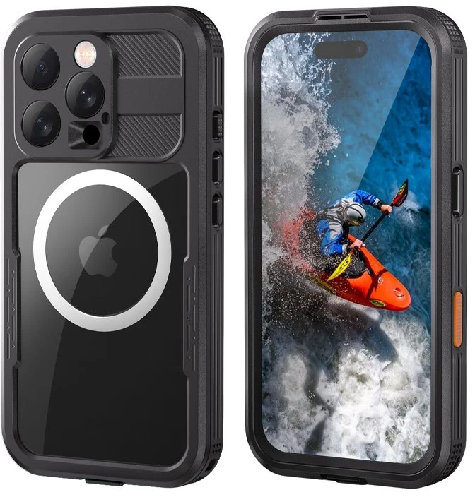 Crong Seal Cover vandeniui atsparus dėklas iPhone 16 Pro, juodas