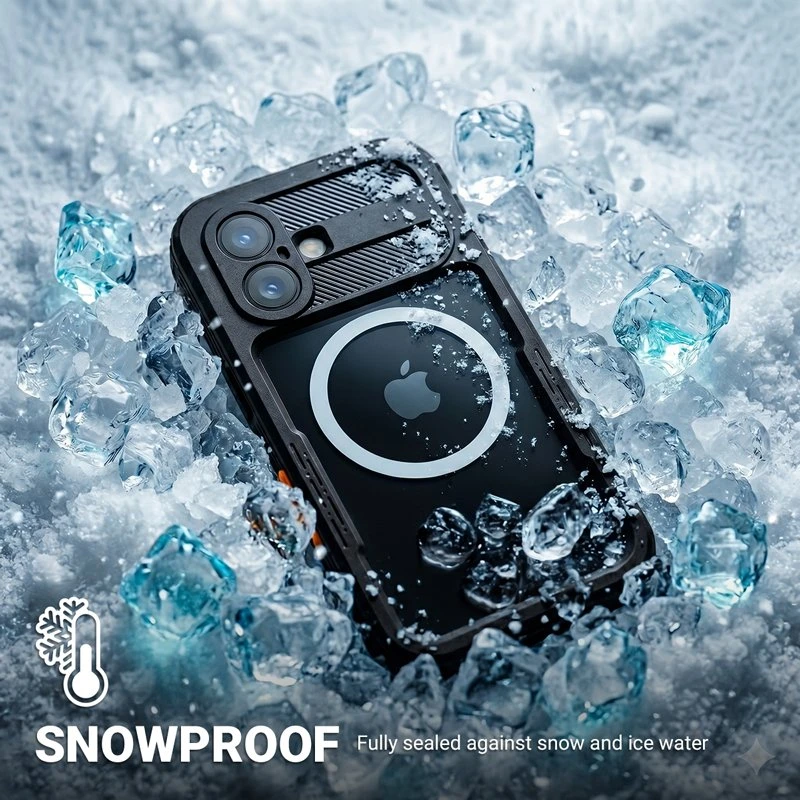 Crong Seal Cover vandeniui atsparus dėklas iPhone 17, juodas