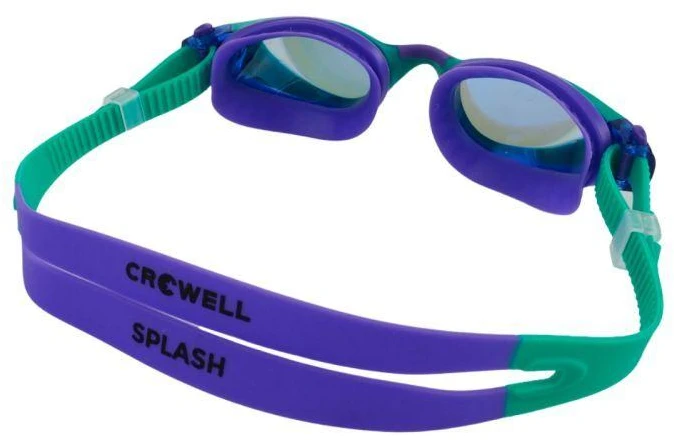Crowell GS23 Veidrodiniai nuo purslų žali ir violetiniai vaikams plaukimo akiniai