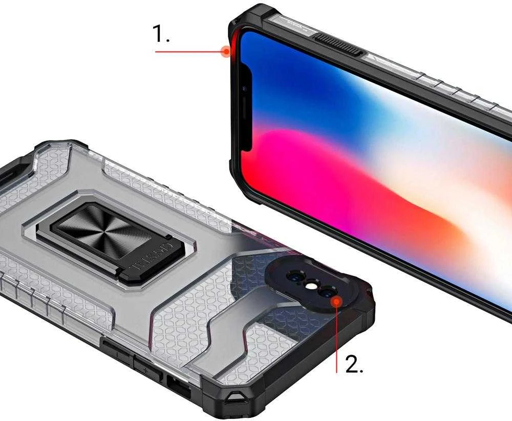 Hurtel Crystal Ring dėklas skirtas iPhone XS Max, raudonas