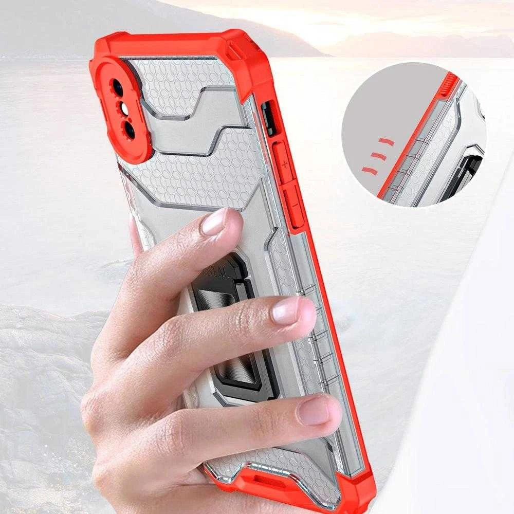 Hurtel Crystal Ring dėklas skirtas iPhone XS Max, raudonas