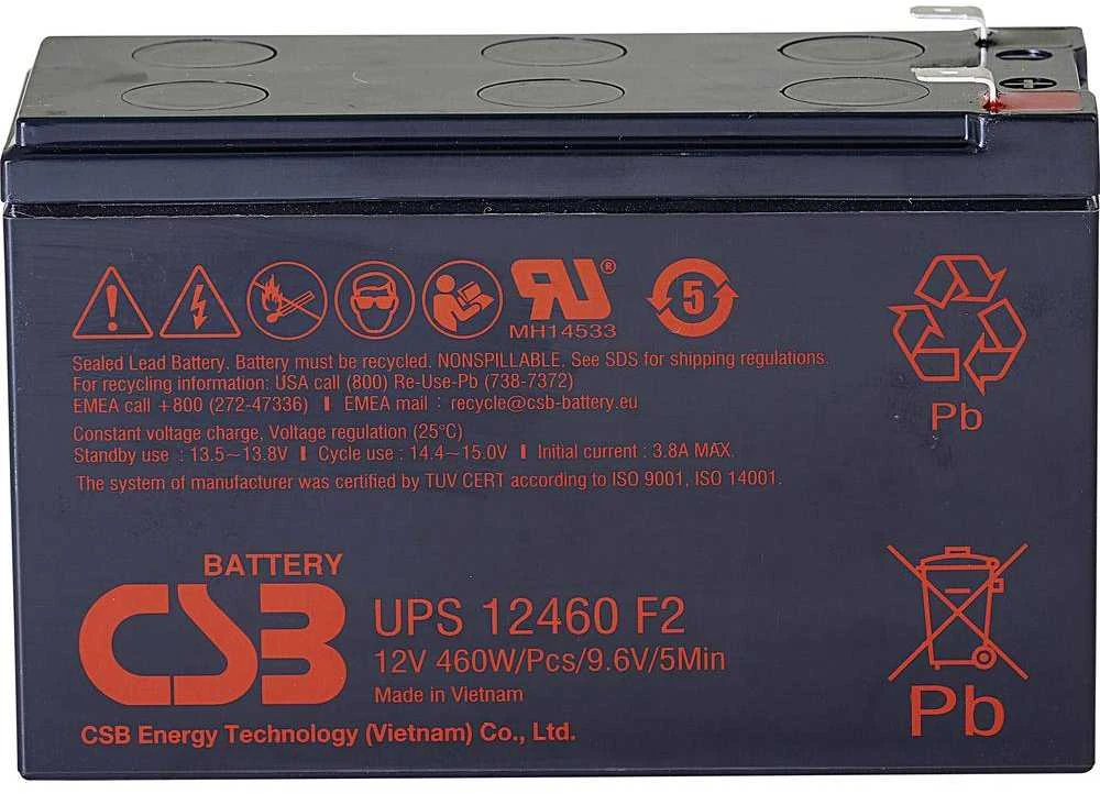Csb Baterija CSB Baterija Baterija 12V, 9Ah, AGM | UPS12460F2 | 460 W
