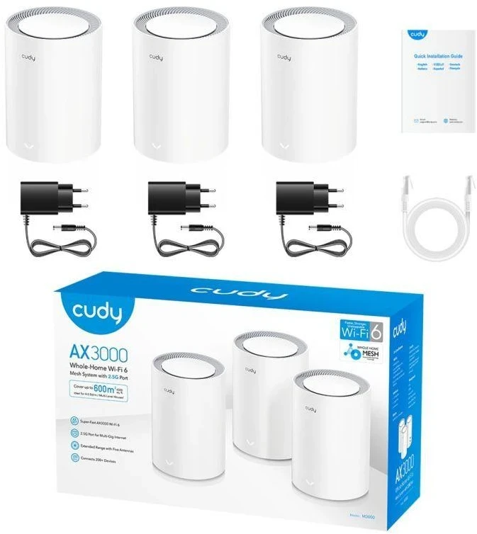 Ausinės Cudy AX3000 Wi-Fi 6 tinklinės sistemos 2.5G sprendimas