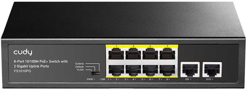 Šakotuvas Komutatorius - Cudy FS1010PG 8 Prievadų PoE Greitasis Ethernet Juodas