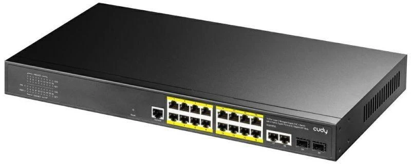 Ausinės Cudy GS2018PS2 valdomas L2 Gigabit Ethernet (10/100/1000) komutatorius su PoE palaikymu, 1U, juodas