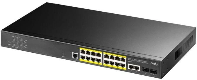 Ausinės Cudy GS2018PS2 valdomas L2 Gigabit Ethernet (10/100/1000) komutatorius su PoE palaikymu, 1U, juodas