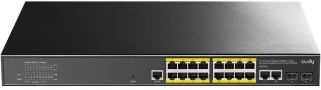 Ausinės Cudy GS2018PS2 valdomas L2 Gigabit Ethernet (10/100/1000) komutatorius su PoE palaikymu, 1U, juodas