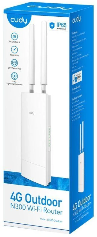 Belaidis Maršrutizatorius - Cudy LT400 4G Vieno Juostos 300 Mbit/s Montuojamas Ant Sienos Baltas
