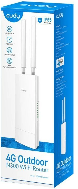 Belaidis Maršrutizatorius - Cudy LT400 4G Vieno Juostos 300 Mbit/s Montuojamas Ant Sienos Baltas