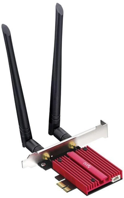 Ausinės CUDY WE3000S AX5400 Wi-Fi 6 tinklo plokštė su „Bluetooth“ 5.2, Intel AX210, PCIe, su radiatoriumi