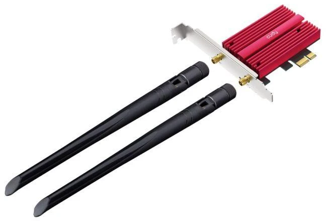 Ausinės CUDY WE3000S AX5400 Wi-Fi 6 tinklo plokštė su „Bluetooth“ 5.2, Intel AX210, PCIe, su radiatoriumi